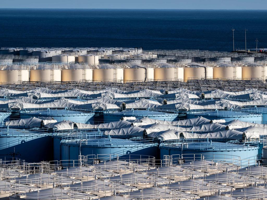 Fields of storage tanks for contaminated water at the Tokyo Electric Power Company's (TEPCO) Fukushima Daiichi nuclear power plant.