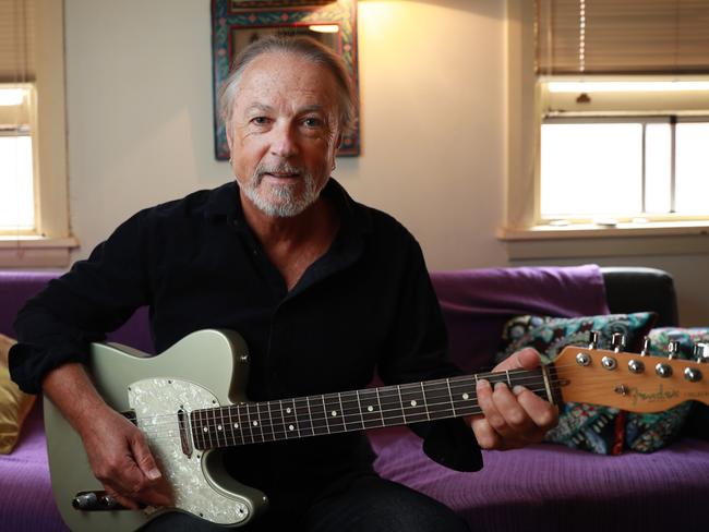 2/12/20: Singer-songwriter Steve Kilbey, frontman of Sydney rock band The Church at his home at Coogee in Sydney. He has hearing aids to help with hearing damage - specifically tinnitus - as a result of playing high voltage rock 'n' roll. John Feder/The Australian.