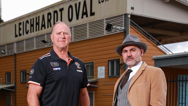 Balmain Tigers legend Paul Sironen with Tigers chairman Lee Hagipantelis, at Leichhardt Oval. Picture: Justin Lloyd.