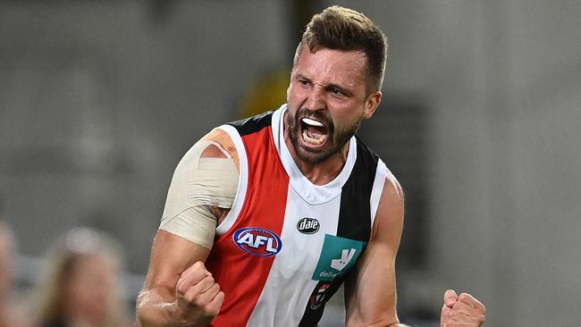 Co-captain Jarryn Geary will have to fight to win back his spot in the best 22. Picture: Quinn Rooney/Getty Images