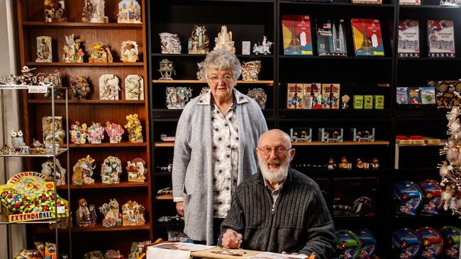 Proof that you’re never too old for fun – Kaye and Malcolm Hill in their store. Picture: Matt Turner