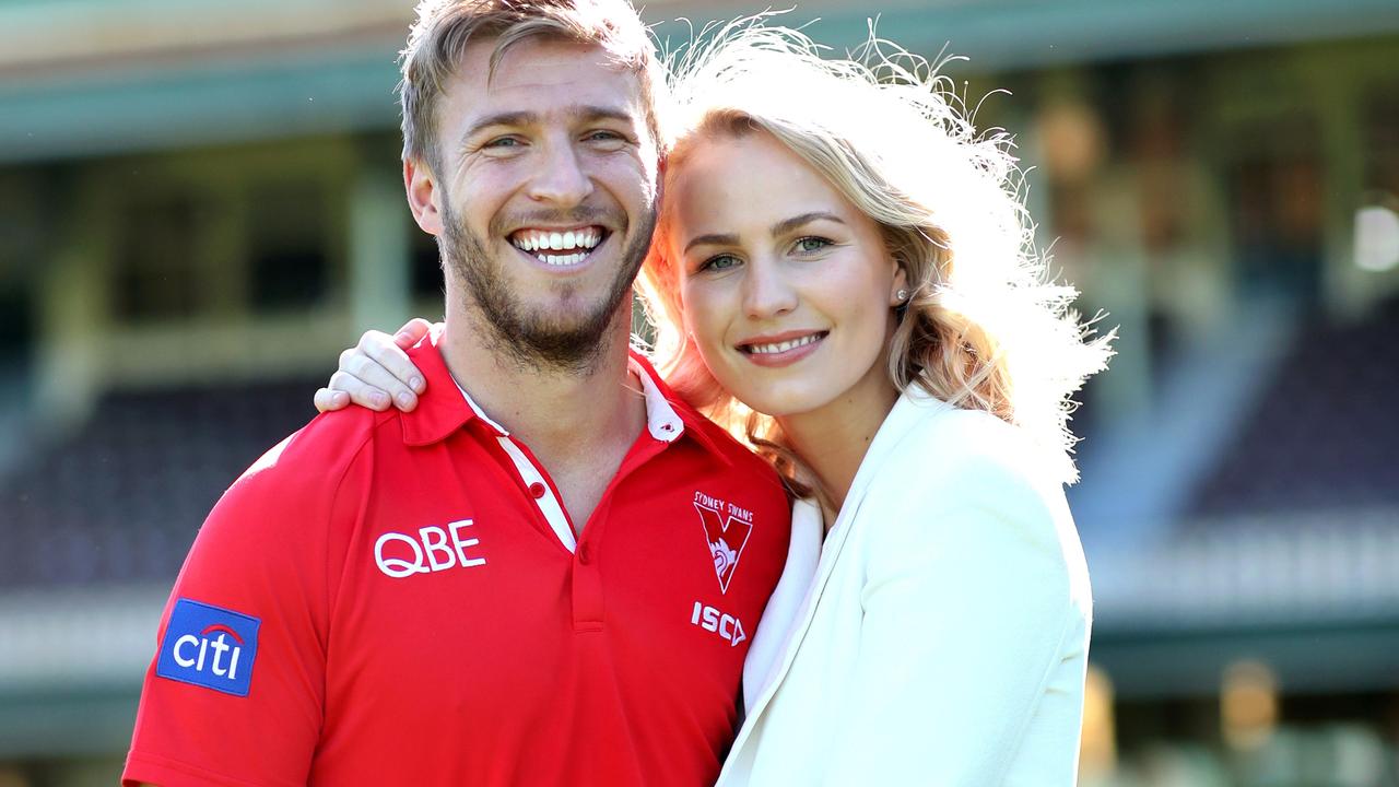 Sydney Swans player Kieren Jack with his wife Charlotte Goodlet who have made a huge lifestyle move. Picture. Phil Hillyard