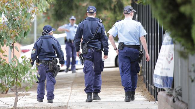 Police at the Willoughby Girls High School on Tuesday. Picture: NCA NewsWire/Christian Gilles