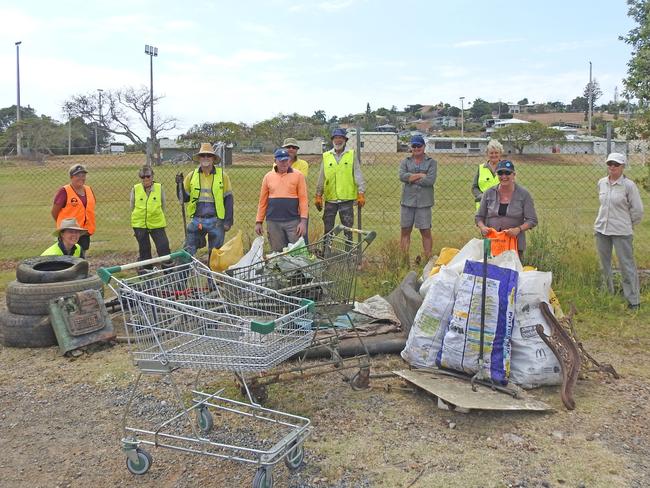 Capricorn Coast Landcare Group volunteers with litter collected from Fig Tree Creek in Yeppoon. Picture: Malcolm Wells