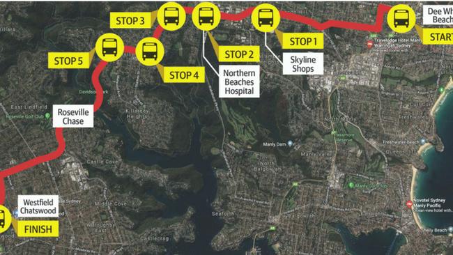 The proposed plan between Chatswood and Dee Why.