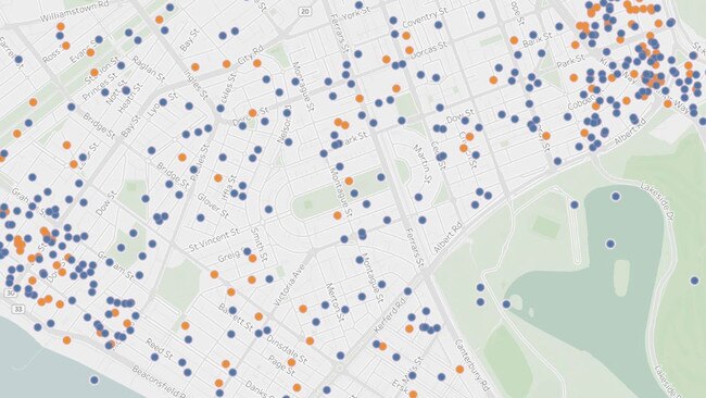 This map shows that Airbnb properties could be contributing to the housing crisis. Picture: Twitter/@KosSamaras