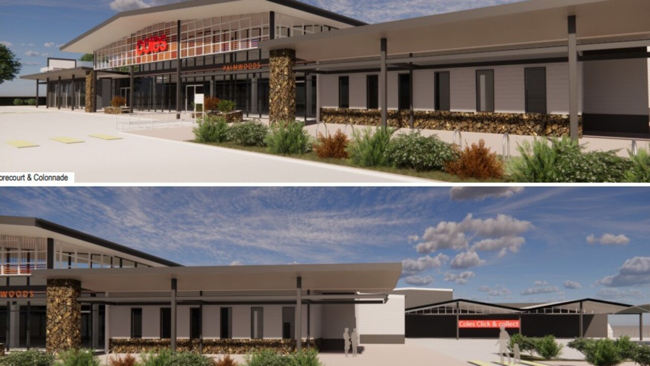 Artist concepts of the new Coles proposed for Palmwoods, including shopfront and Click and Collect area.