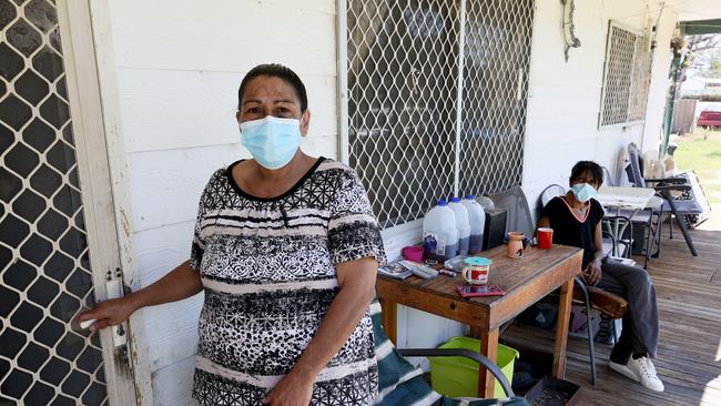 Wilcannia residents Aunty Sissy King and sister Tammy have had many family members test positive to Covid. Picture: Toby Zerna