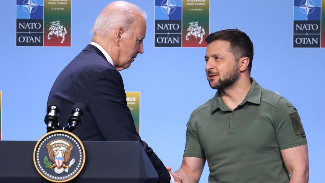 President Joe Biden says he will support Kyiv and President Volodymyr Zelenskyy “for as long as it takes” to defeat Russia. Picture: Sean Gallup/Getty Images