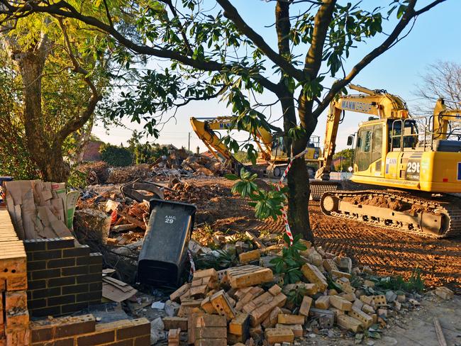 The remnants of a house on wattle Street in Haberfield is pictured as part of Sydney's Westconnex project. Picture: Nicholas Eagar