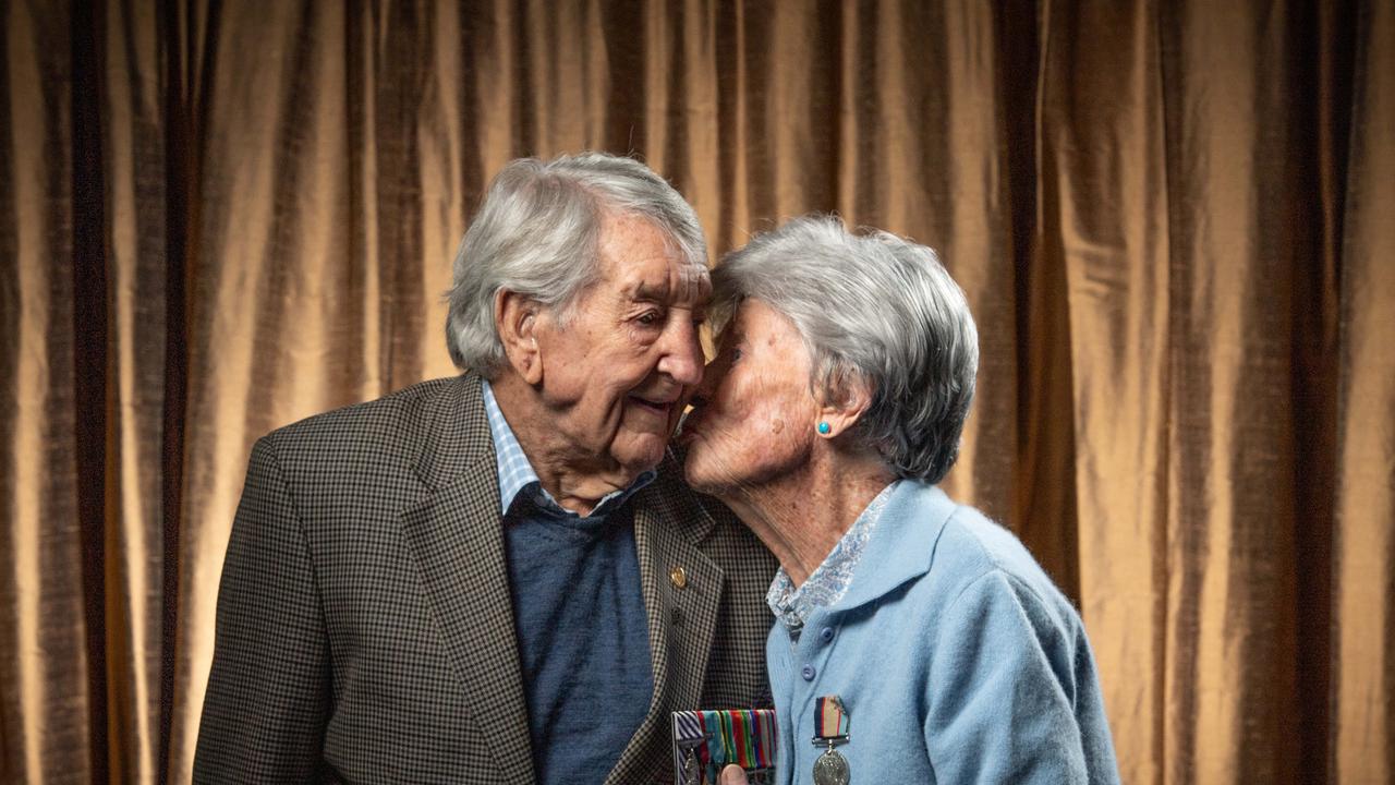 WW11 veteran Cecil "Boz" Parsons with wife Barbara at their home in Ocean Grove. Picture: Brad Fleet