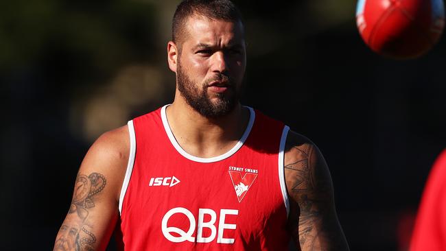 Lance Franklin during Swans training. Picture: Phil Hillyard