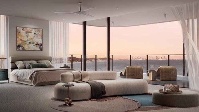 Artist impression of the $13m penthouse inside Marquee Development Partners Monterey Kirra Beach development. Picture: Supplied.