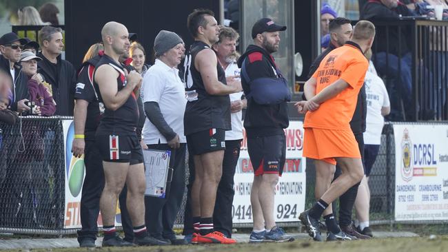 MPNFL: Luke Hodge made an ill-fated appearance for Devon Meadows. Picture: Valeriu Campan