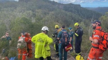 An hours-long mission to recover a man who has fallen from a cliff in the Gold Coast hinterland is still underway. Picture: Queensland Ambulance Service