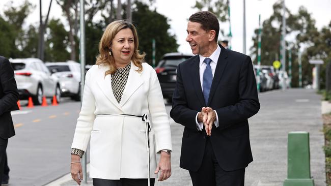 Premier Annastacia Palaszczuk and Treasurer Cameron Dick. Picture: Tara Croser.