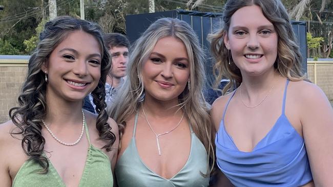 Laila McDonald, Sophia Rava, Gabby Ryan at the St John Paul College Year 12 Formal. Picture: Matt Gazy