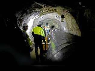Team of specialists inspect the Blackall Range Tunnel and pipeline. Picture: Seqwater