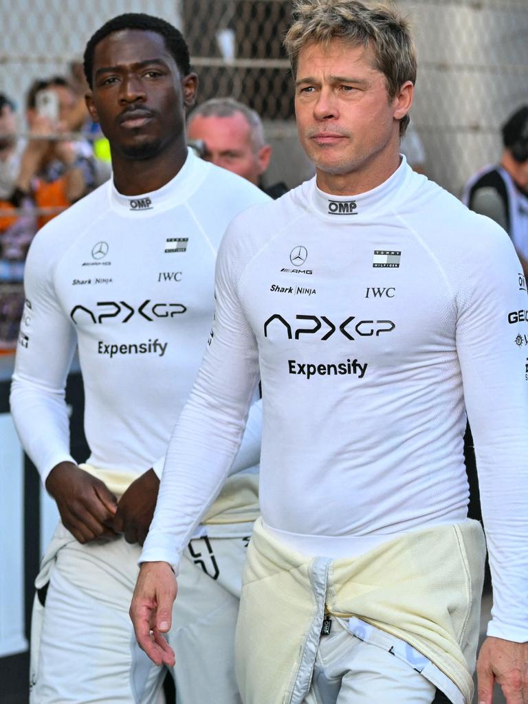 Brad Pitt and Damson Idris filmed the F1 movie in the real paddock. (Photo by Andrej ISAKOVIC / AFP)
