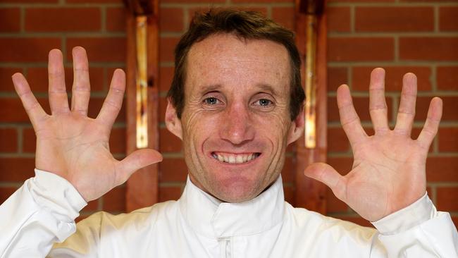 Damien Oliver was at the top of his game this season, winning his 10th Melbourne jockeys’ premiership. Picture: Mark Dadswell