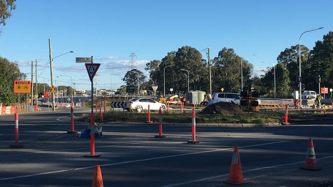 Roadworks surround the Telegraph Road, Bracken Ridge roundabout.