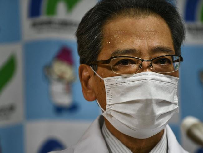 Kimihiko Kichikawa, the head of the Nara Medical University Hospital, speaks during a press conference in Kashihara, Nara Prefecture, where former Japanese prime minister Shinzo Abe was taken after being shot earlier in the day in Nara on July 8, 2022. - Japan's former prime minister Shinzo Abe has been confirmed dead after he was shot at a campaign event in the city of Nara on July 8, 2022, public broadcaster NHK and Jiji news agency reported. (Photo by Philip FONG / AFP)