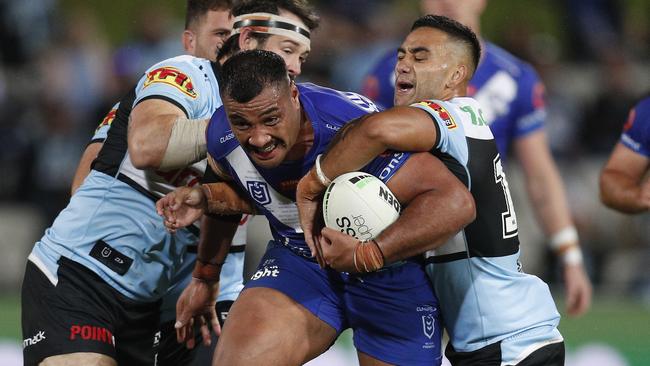 Ava Seumanufagai made his return to the NRL for the Bulldogs against the Sharks. Picture: Jason McCawley/Getty Images