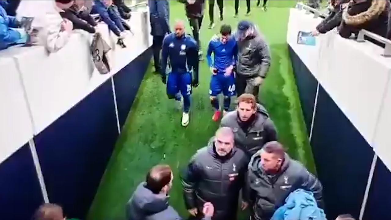 Ange Postecoglou was not happy with a fan shouting at him as he walked down the race after Tottenham's 2-1 home loss to Leicester City.