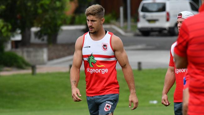 St George Illawarra star Zac Lomax at training. Picture: Dragons Digital