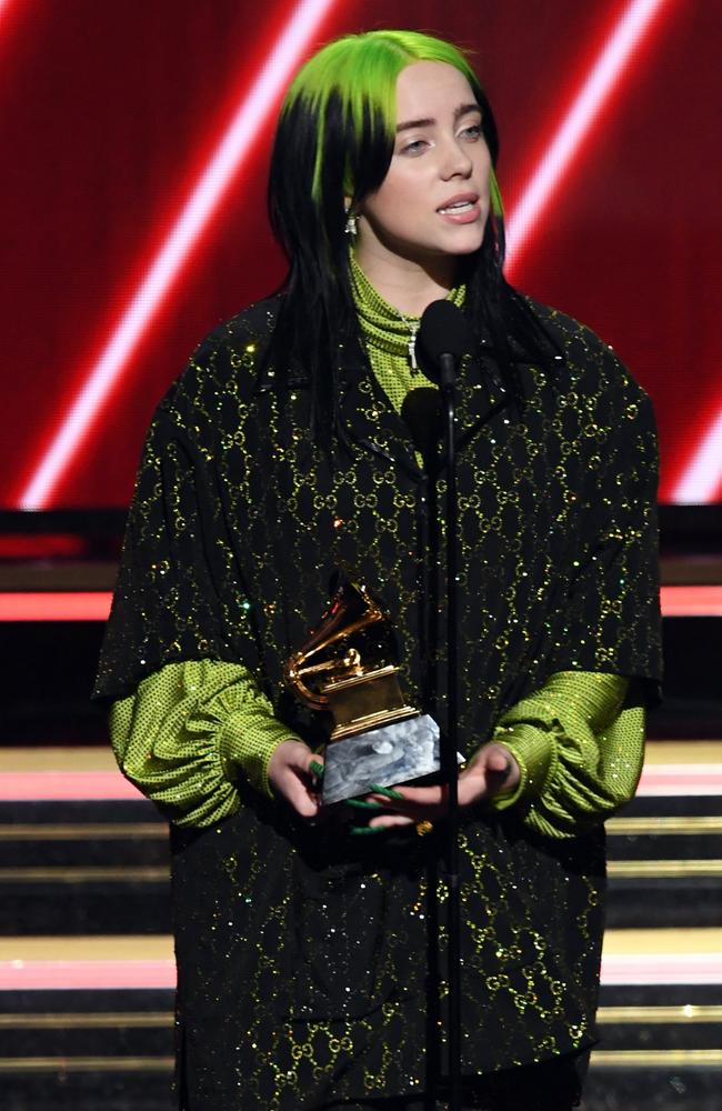 Another Grammy for Billie Eilish, this time for Best New Artist. Picture: Getty Images