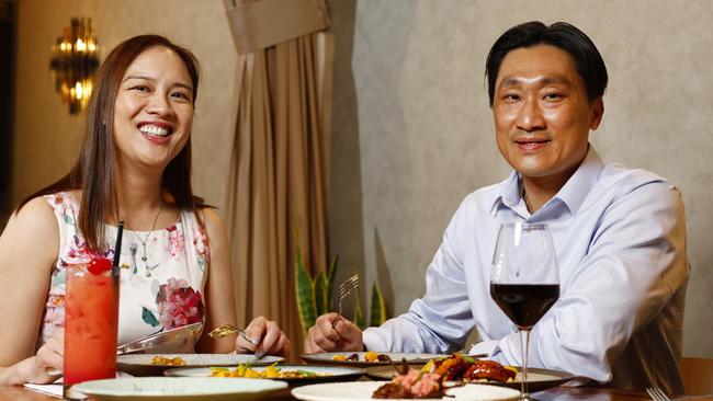 Huy Luu and husband Long Pham dining out at Coro 88 Burwood. Picture: Jonathan Ng