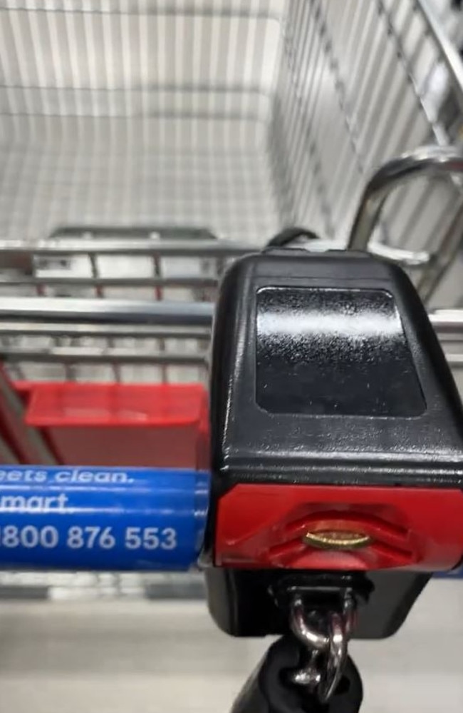 The new coin-operated trolleys at Kmart. Picture: Courier Mail