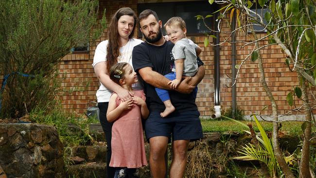 Sending their two kids, five-year-old Abigail and two-year-old Lincoln, to daycare is a $450-per-week struggle for Tash and Mark Bavester, even with a rebate. Picture: Richard Dobson