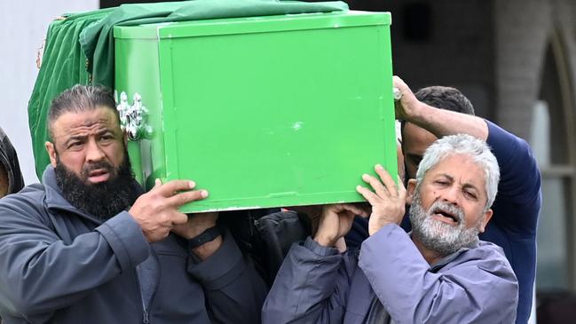 Ms Hazouri’s coffin is carried into the mosque. Picture: Jeremy Piper/NCA NewsWire