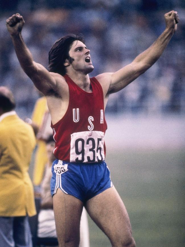 Bruce Jenner on the way to winning Olympic gold in 1976. Picture: Tony Duffy /Allsport