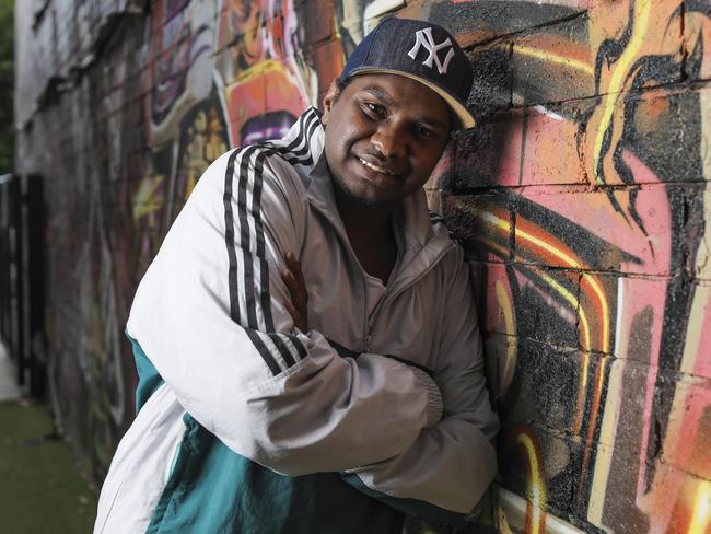 Baker Boy aka Danzal Baker is an Indigenous rapper who made the 30 Under 30 Forbes list. Picture: Mark Cranitch.