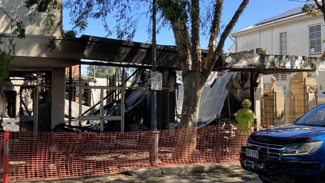 The gutted buildings have been cordoned off by authorities and an investigation is now underway, with police declaring the area a crime scene.