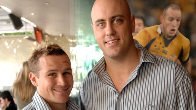 Matt Giteau and Nathan Sharpe at the Bundaberg Wallaby Rugby Lunch at the Cargo Bar.