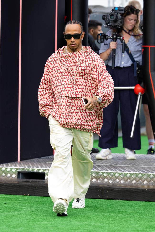 Lewis Hamilton wears Valentino at the Spanish Grand Prix.