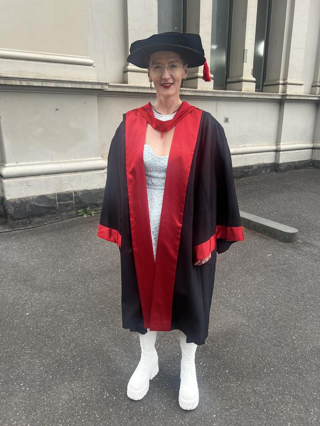 Dr Sophie Rose (Doctor of Philosophy, Fine Arts and Music) at the University of Melbourne graduations held at the Royal Exhibition Building on Saturday, December 14, 2024. Picture: Jack Colantuono