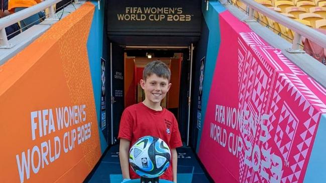 Lismore Workers Club footballer Massimo Feletti at Suncorp Stadium before the Matilda's v France quarter-final in Brisbane.