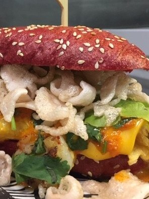 ‘Singapore Chili Prawn Omelette Long Burger’ - Kung Fu Burger