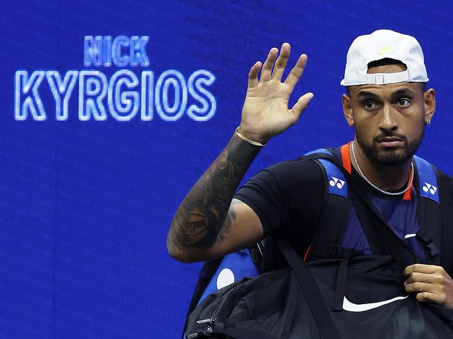 NEW YORK, NEW YORK – SEPTEMBER 06: Nick Kyrgios of Australia arrives for his match with Karen Khachanov during their Menâ&#128;&#153;s Singles Quarterfinal match on Day Nine of the 2022 US Open at USTA Billie Jean King National Tennis Center on September 06, 2022 in the Flushing neighbourhood of the Queens borough of New York City. Julian Finney/Getty Images/AFP