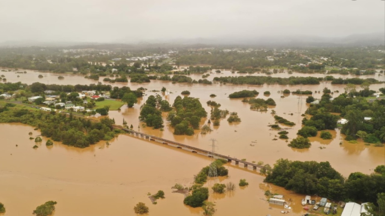 Aerial photos of Gympie flood taken this morning aerial pics taken at 6.30am today., It is VITAL that we give credit to the people who gave us these pics in each caption -****** MUST CREDIT EVERY PIC USED**** Infinity Flights Photography,