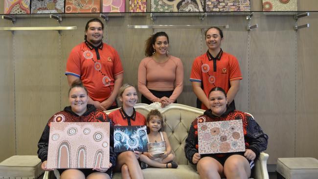 Hymba Yumba students with artist in residence Serina Chong (centre back) and her daughter Evie Chong (centre front).