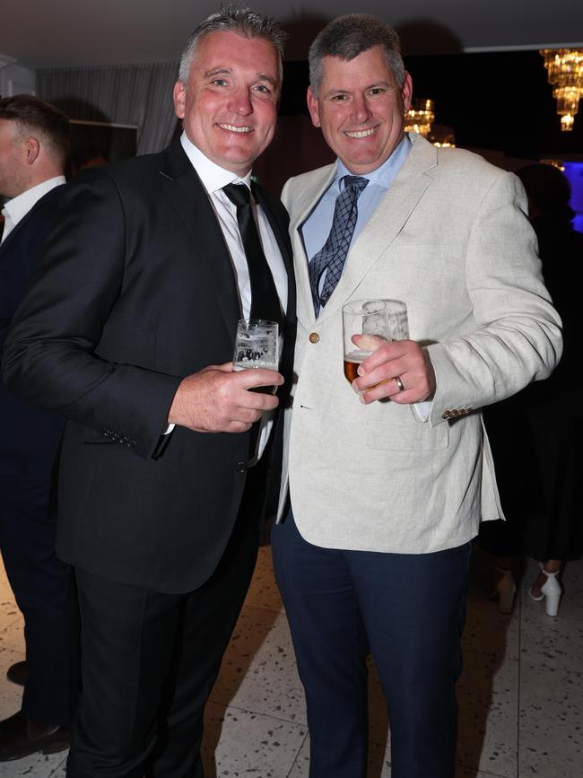 MELBOURNE, AUSTRALIA – OCTOBER 9 2024David Walter and Peter Higginbothan at the VAFA Awards Night at the San Remo Ballroom in Carlton on October 9, 2024Picture: Brendan Beckett