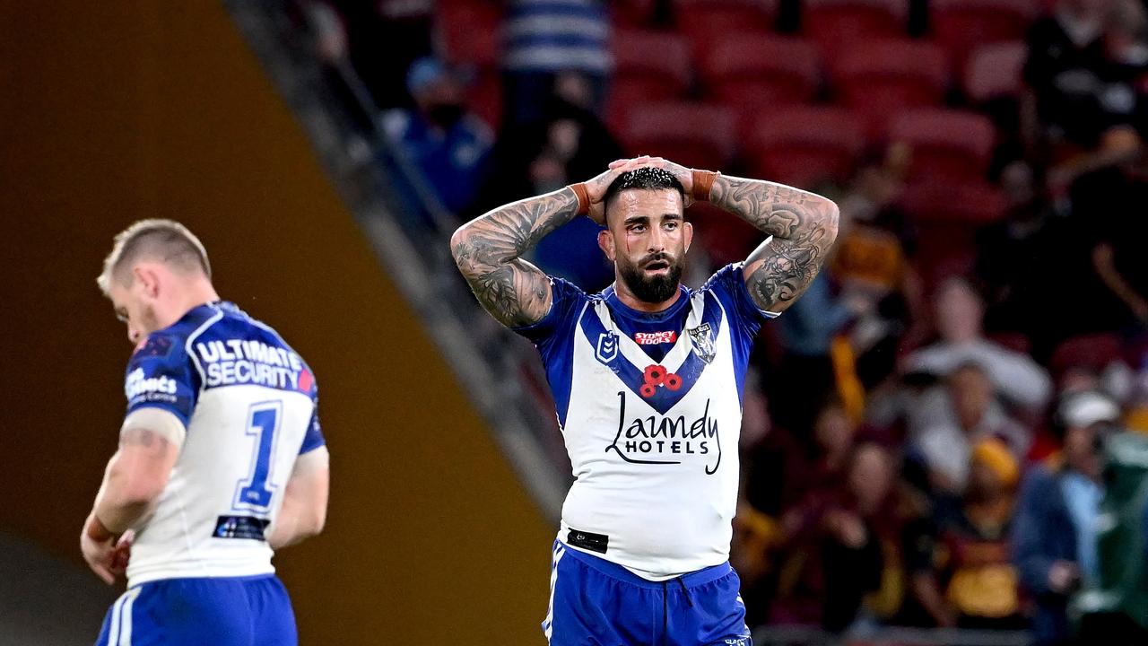 Paul Vaughan stopped to have a crack at the waiting media after Trent Barrett quit as Bulldogs coach. Picture: Getty