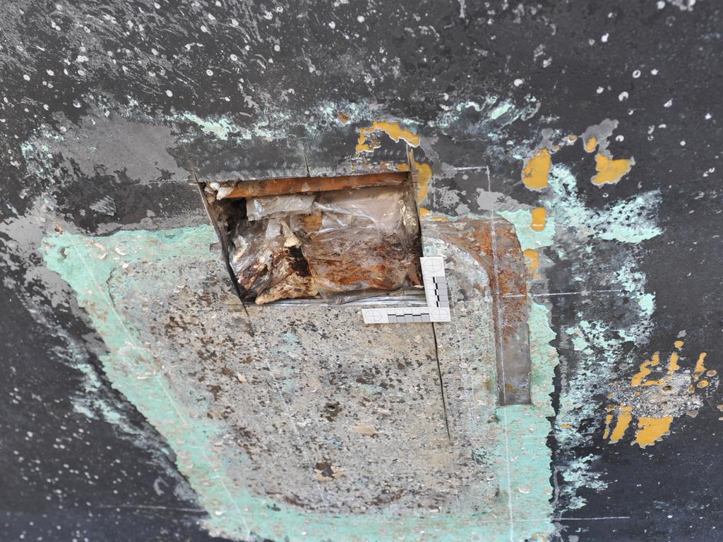 The cocaine was found after police spotted anomalies in the yacht’s hill. . Picture: Australian Federal Police