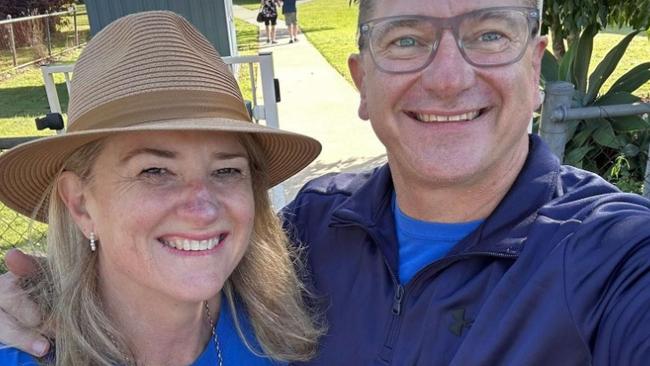 LNP Wide Bay candidate Llew O'Brien and his wife Sharon on election day, May 3, 2025.