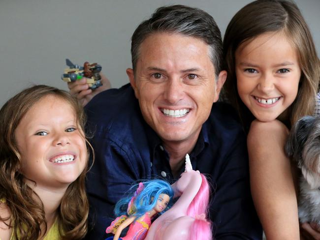 FOR SUNDAY MAIL channel 7 news anchor Max Futcher with there children Stella 7 and Ava 9 Pic Jamie Hanson